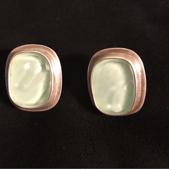 Amy Faust Jewelry - Amy Faust Light green beach glass earrings set in silver